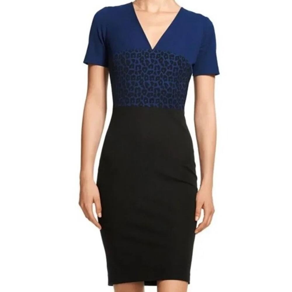 Roland Mouret Banana Republic Denim Pencil Dress Women's 4 Stretch Leopard Print